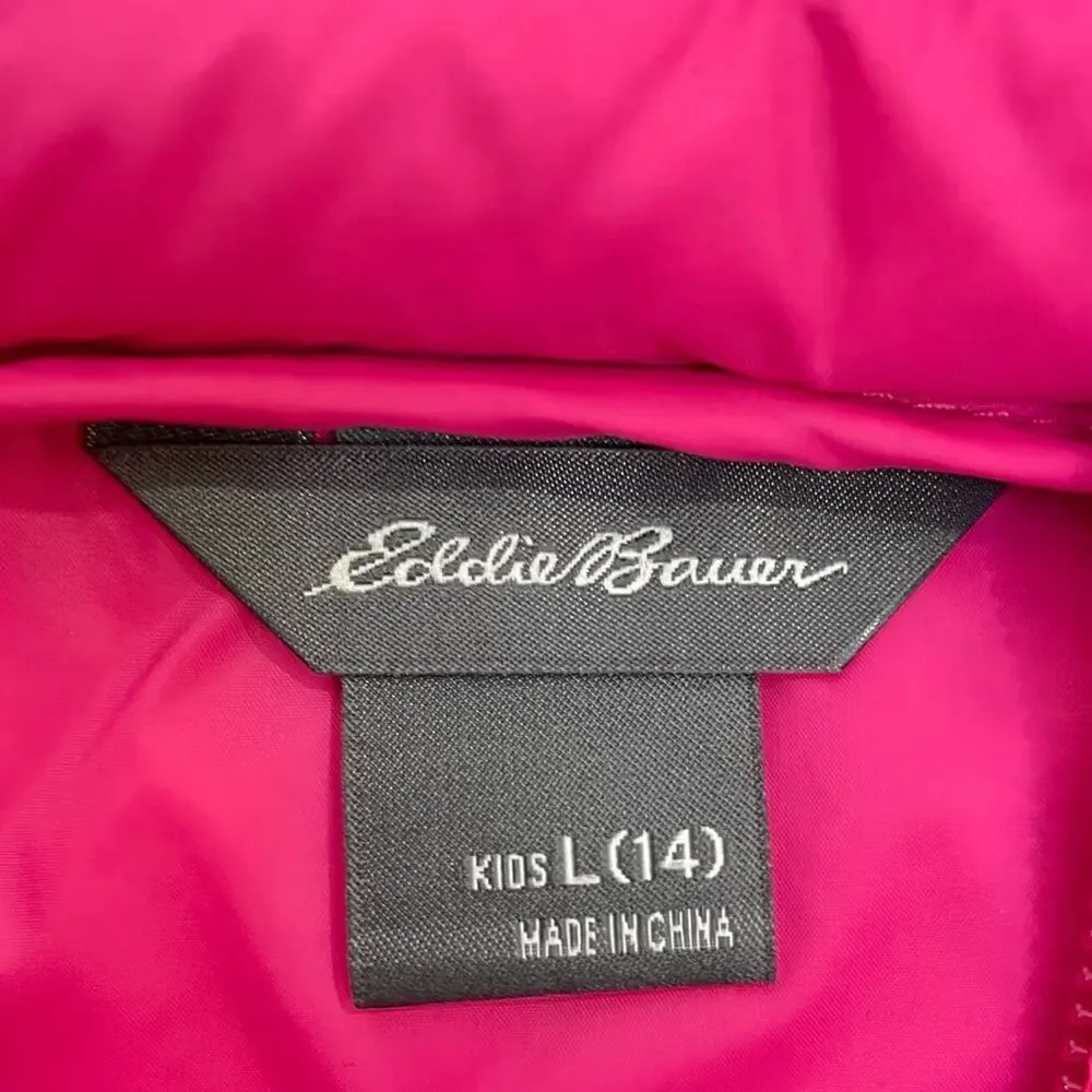 Eddie Bauer Barbie Pink Puffer Coat Jacket Duck Down Feathers Girls Size 14